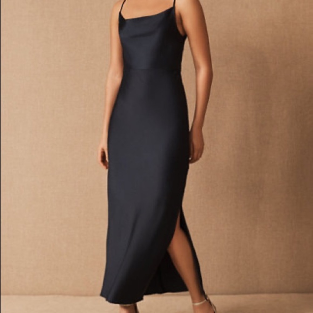 NWT! BHLDN Cali Silk Charmeuse Dress in Black